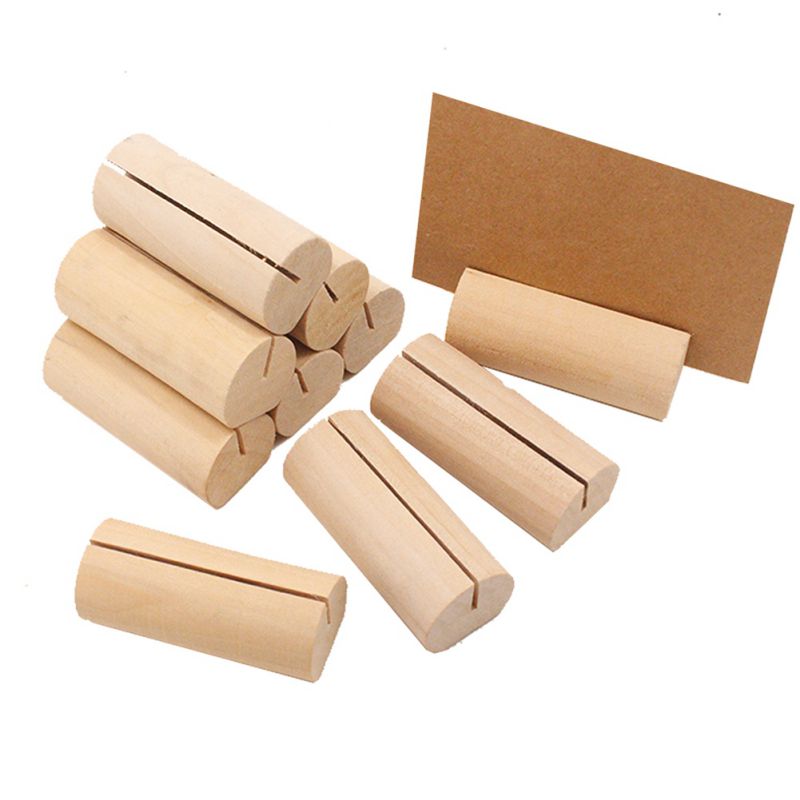10pcs Wooden Place Card Holders Base Name Card Table Picture Holder For Wedding Christmas Banquet Decorations Mark place