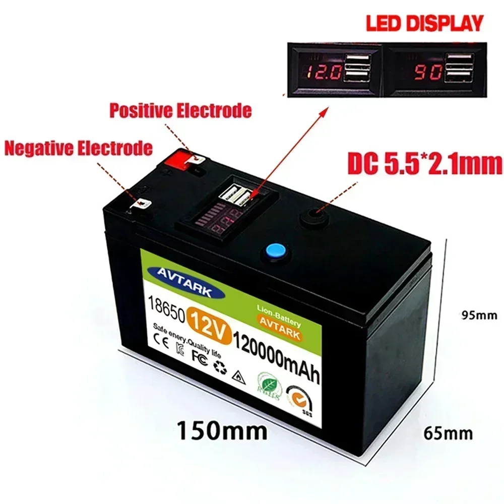 12V 120AH LiFePO4-batterij Ingebouwde BMS-lithium-ijzerfosfaatcellen voor het vervangen van de meeste back-upstroom Energieopslag voor thuis