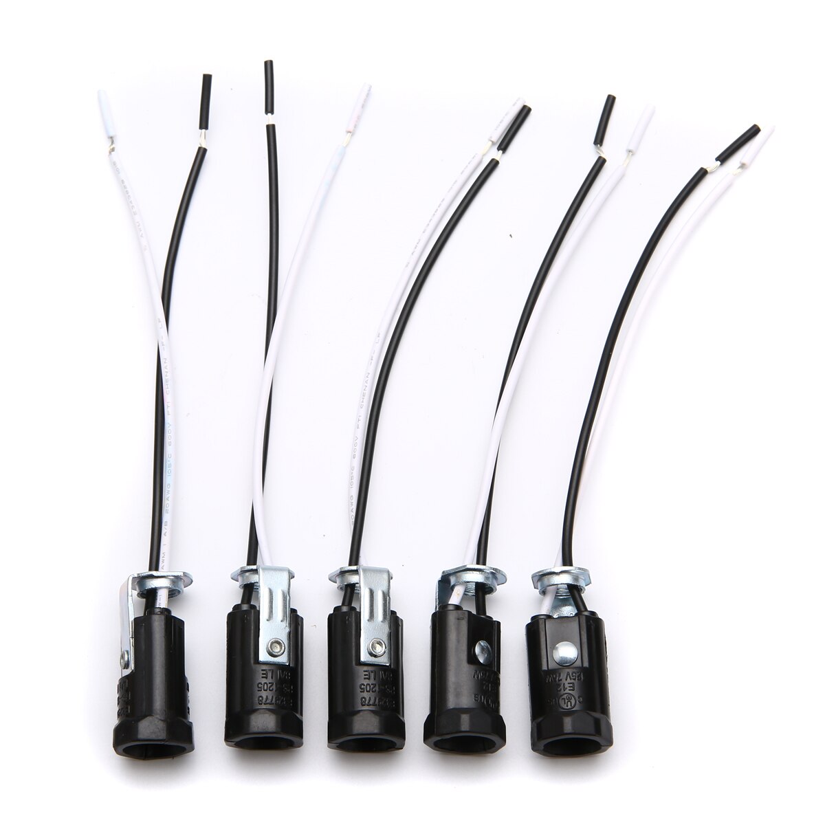Base de candelabros para lâmpada e12, 5 peças soquetes de luz sem chave 6 ''cabos adequada para e12 bases de lâmpada
