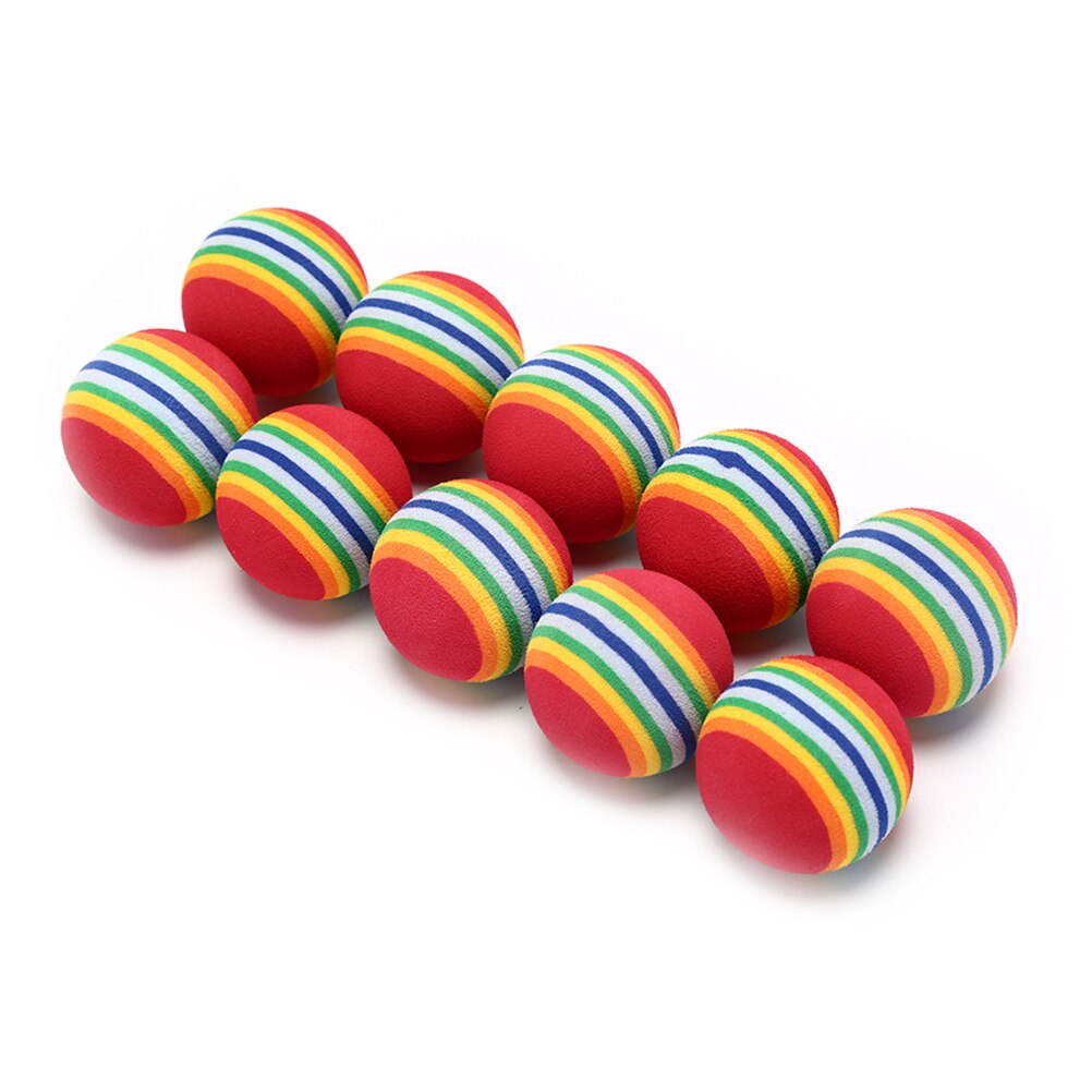 10Pcs Colorful Pet Rainbow Foam Fetch Balls Training Interactive Dog Funny Toy Golf Balls: Red