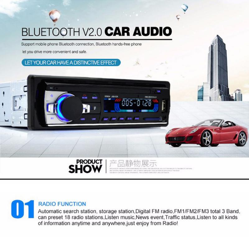 Bluetooth Car Stereo Audio In~Dash FM Aux Input Receiver SD USB MP3 Radio Player Car Radio 12V Bluetooth V2.0 JSD520