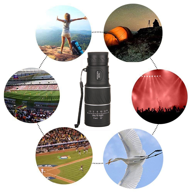 HUANDEE Day and night super monocular 16x52 telescope high power 16X monoculo telescope monoculares 16*52