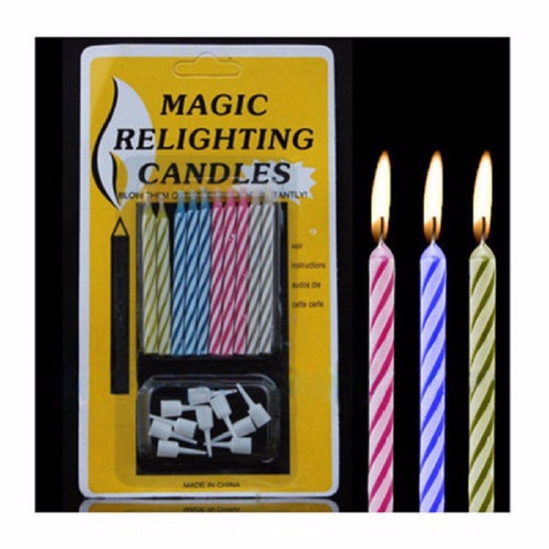 10 stks/partij Magic Kaarsen Relighting Kaarsen Funny Tricky Verjaardag Eeuwige Blazen Kaarsen Party Joke Verjaardagstaart Decors