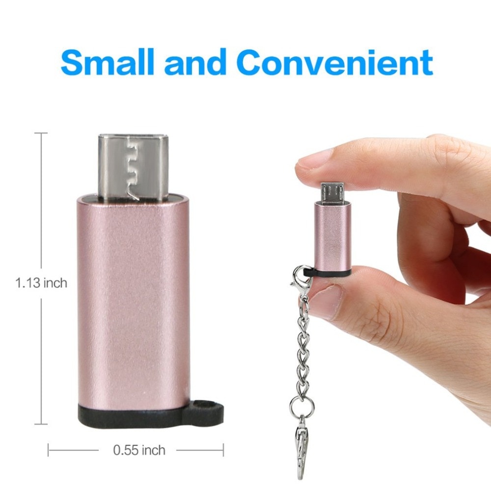 Mini Aluminium USB-C naar Micro USB Adapter met Sleutelhanger Draagbare Anti-verloren USB Type-C naar Micro USB convert Connector