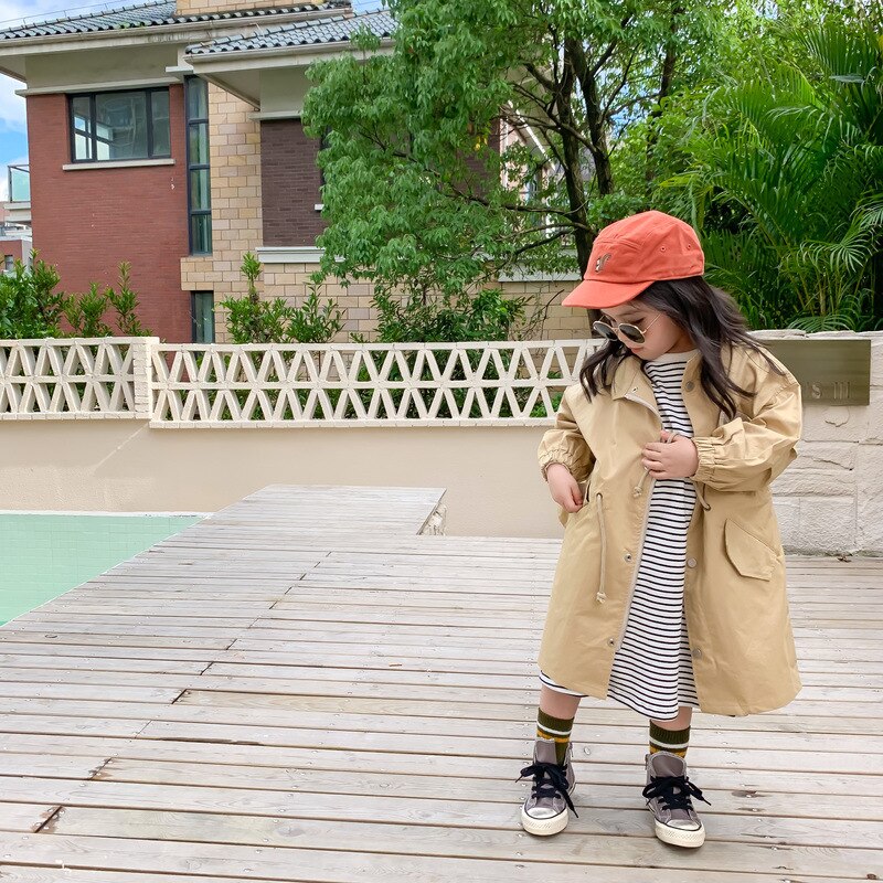 3868 freundlicher Mantel Neue Herbst Trenchcoat Koreanische Jungen und Mädchen Oberbekleidung 2 Farben 1-7 Jahr freundlicher lange Mantel Jacke
