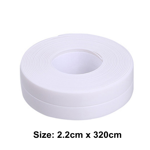 Bad kjøkken 3.2 mx 2.2cm dusj servant badekar tetningslist tape caulk stripe selvklebende vanntett veggklistremerke vask kanttape: 2.2cm x 3.2m hvite