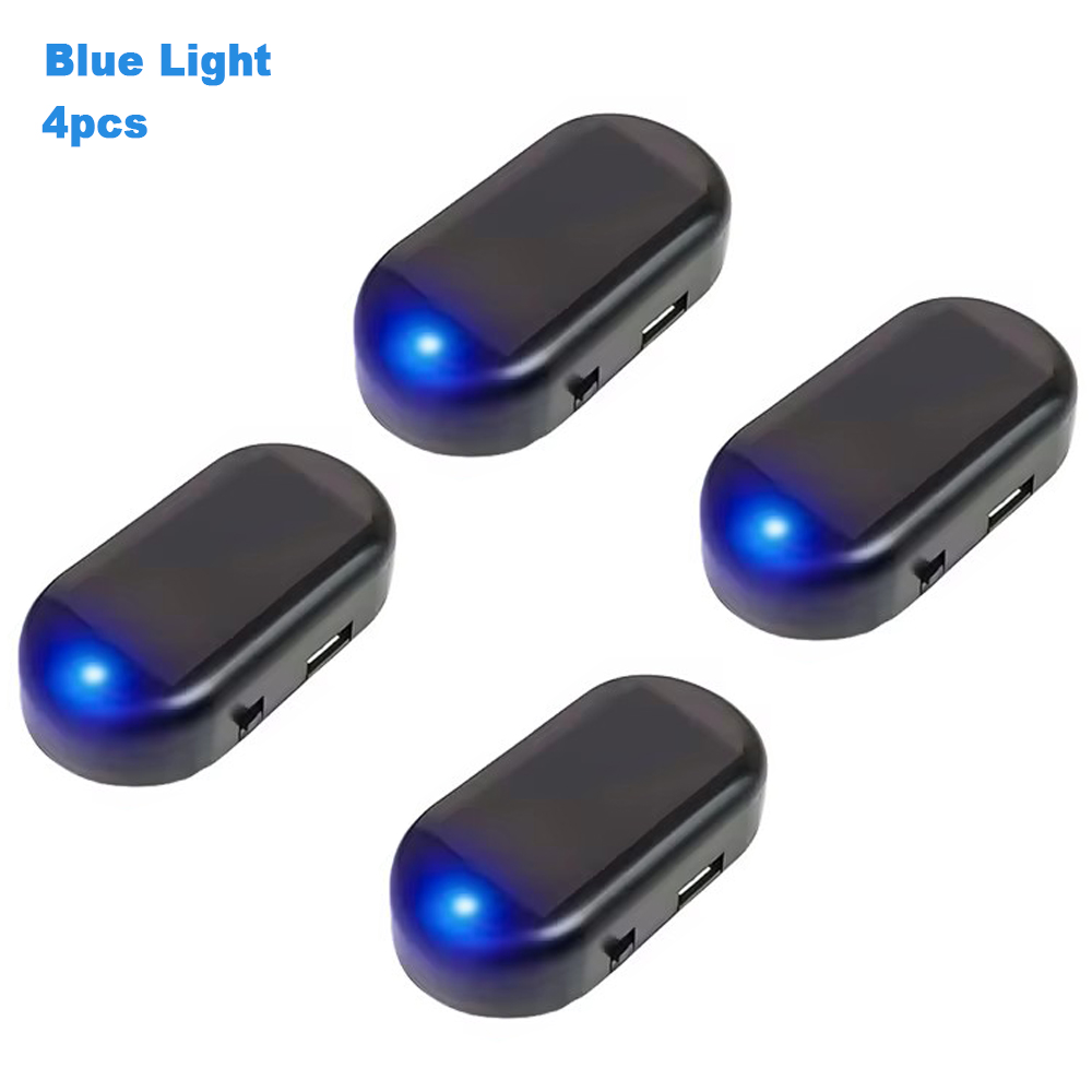 Fausse lumière de sécurité pour voiture à énergie solaire, simulation d'alarme factice, avertissement sans fil, lampe d'avertissement antivol, Imitation clignotante LED: WHITE