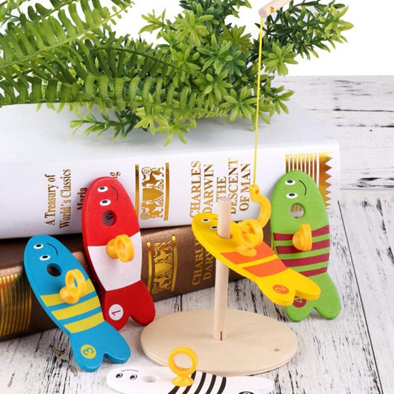 Baby Toys Children's Wooden Digital Fishing Set Column Game Kindergarten Baby Early Education Interactive Toys Kids