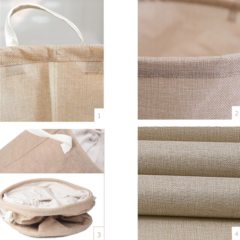 Storage Basket Natural Jute Dirty Cloth Collect Bag Laundry Bag Basket Cloth Storage Folding Organizer Waterproof Storage Box