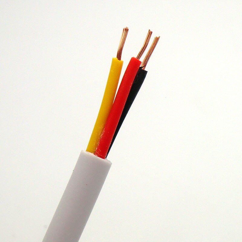 Hvid ledning blød kappe kabel 2,3,4,5,6 kerne 0.12,0.2, 0.3 mm² 27,24,22,20 awg signal linje ekstrudering producere iltfrit kobber 10m: 3 kerner / 0.2 mm 2(24 awg)