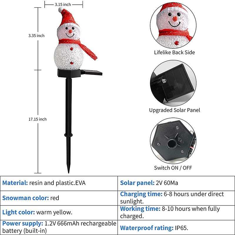 Solar Light Outdoors Garden Decoration Christmas Snowman Home Christmas Ornaments for Year 2022 Landscape Lawn Lamp