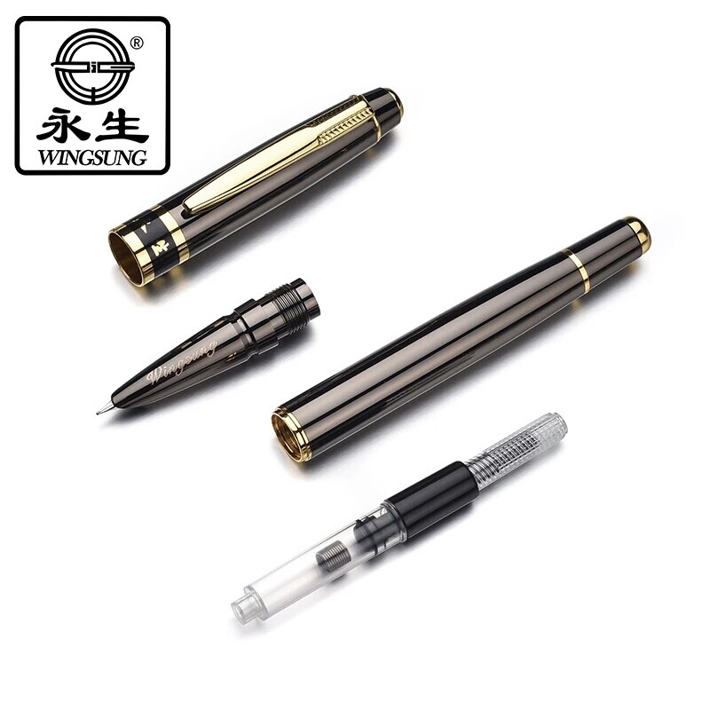 wingsung Light black metal Fountain Pen school Office stationery calligraphy ink Pens