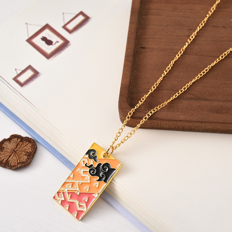 Collier Anime Demon Slayer Kamado Tanjirou Nezuko Agatsuma Zenitsu, pendentif en métal, accessoires de Cosplay, bijoux pour hommes et femmes: Bleu