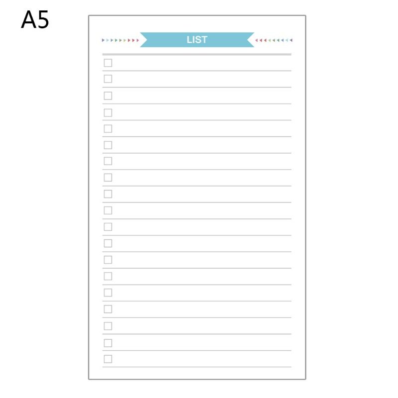 6 Holes Refill Inner Paper Diary Week Month Planner for A5 Loose Leaf Notebook PXPA