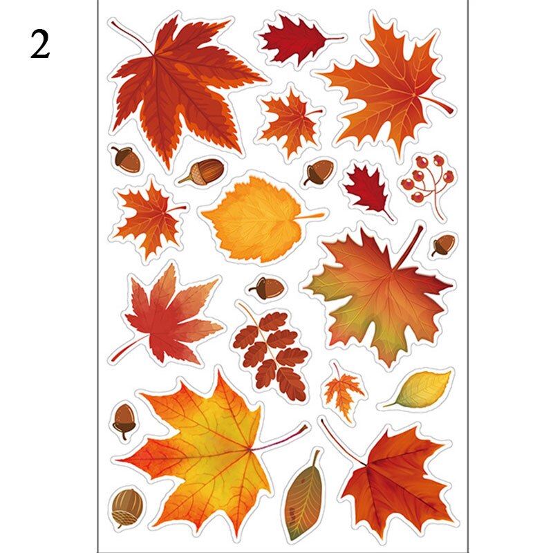 Cartoon Autumn Maple Leaf Window Wall Stickers Thanksgiving Bedroom Fall Leaf Turkey Fruit Wall Sticker Wall Decal Art