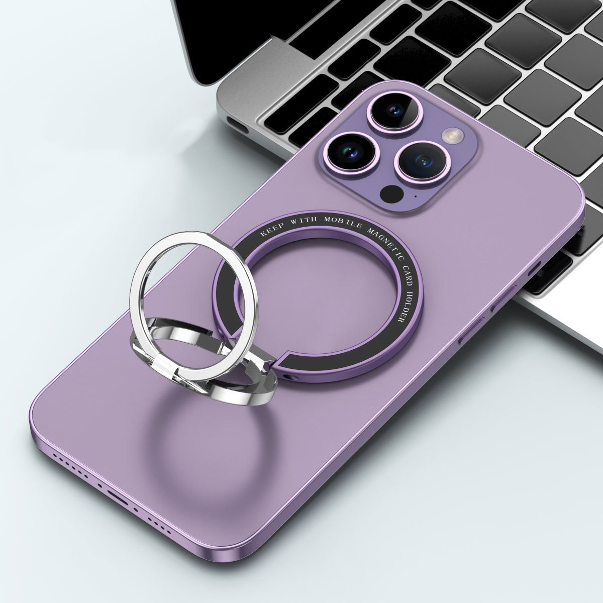 Naklejka Magsafe z metalowym diamentem, 3 sekcje, z mocnym magnetycznym uchwytem na telefon komórkowy, metal 360 ° obrotowa ładowarka: FIOLETOWY