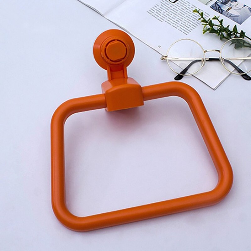 Bathroom Multifunction Powerful Suction Cup Towel Ring Bathroom Punch Free Towel Hanging Ring Seamless Towel Wall Mount: orange