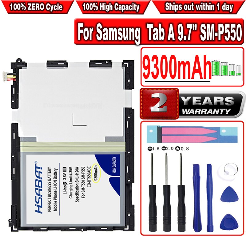 HSABAT 9300mAh EB-BT550ABE High Capacity Battery for Samsung Galaxy Tab A 9.7&quot; SM-P550 T555 SM-P351 P555C T555C SM-T550