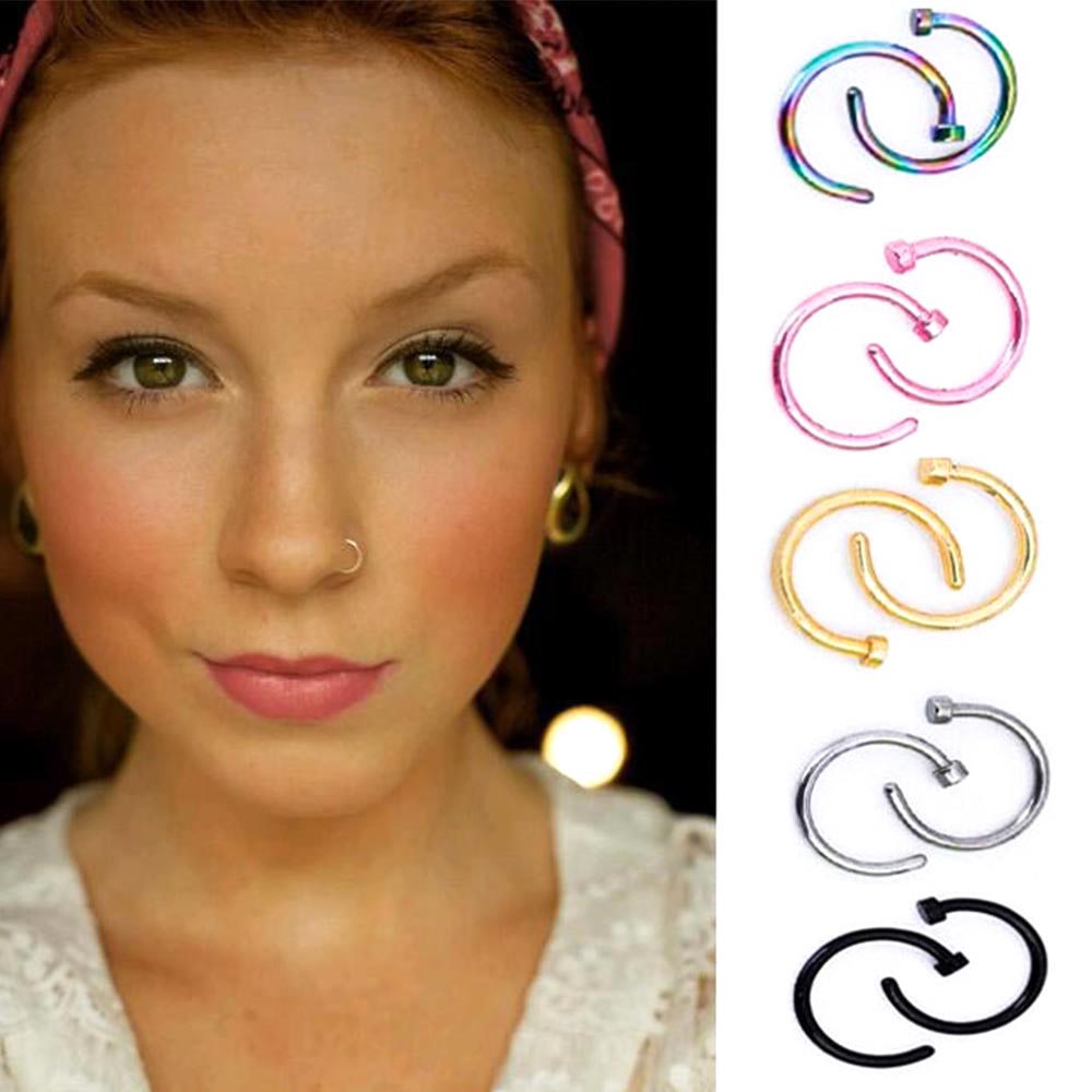 Iparam 1 Pc Neusgaten 8-Kleur Neus Nail Ring Neus Ring Ring Lichaam Valse Punctie Punctie Voor Vrouwen