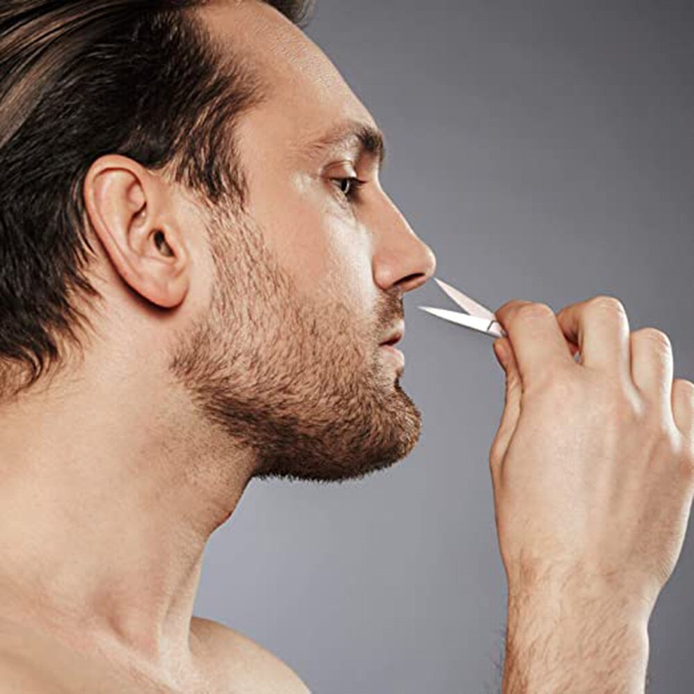 Neus Haar Schaar Kleine Roestvrijstalen Rechte Tip Schaar Facial Trimmen Make-Up Beauty Tool Voor Wenkbrauwen Neus Baard
