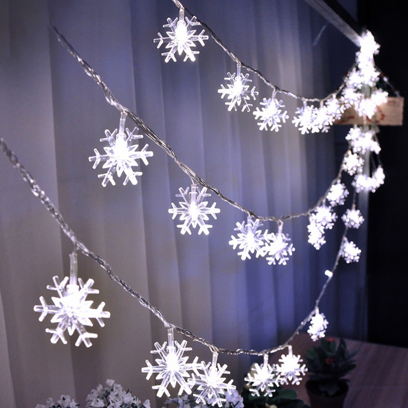 3.5M 20Leds 220V Snowflake Light String Led String Fairy Light Xmas Party Home Wedding Garden Garland Xmas Tree Decorations