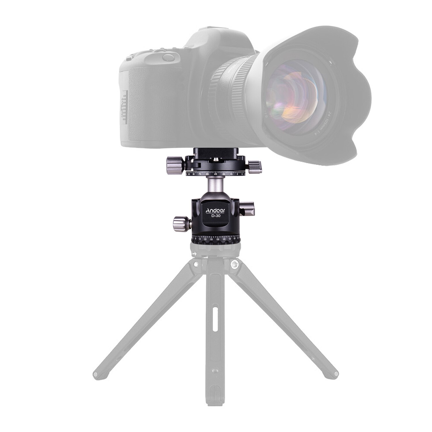 Andoer D-30 Panorama Ball Head Tripod Mount Adapter Dual Panoramic Scale U-Groove Aluminium Alloy Max. 18kg/40lbs Load