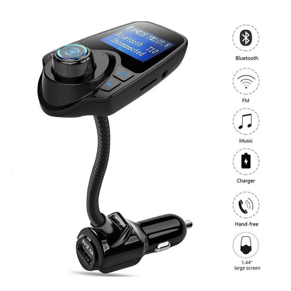 Draadloze bluetooth fm-zender voor in de auto, radioadapter, autokit met 1.44 inch display en usb-autolader, auto  mp3- speler fm-zender