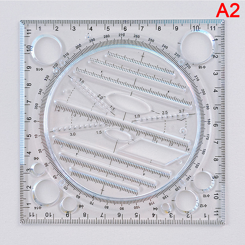 Angle Geometric Drawing Template Circle Maker Drawing Ruler Multifunctional Circular Drawing Measuring Scale: A2