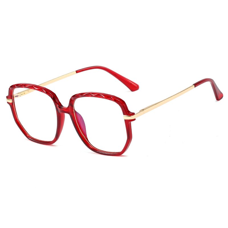 48259 Vierkante Anti Blauw Brilmonturen Big Frame Vrouwen Optische Mode Computer Bril: C3Red