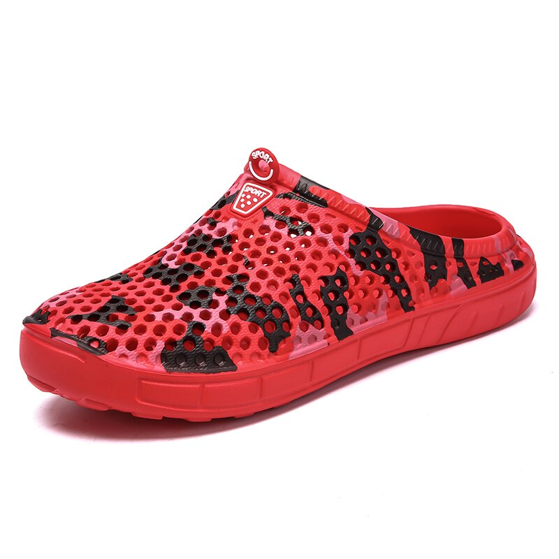 Crocse crocks män pool sandaler sommar utomhus cholastrand skor män slip on trädgård träskor fritidsvatten dusch literide: Röd / 41