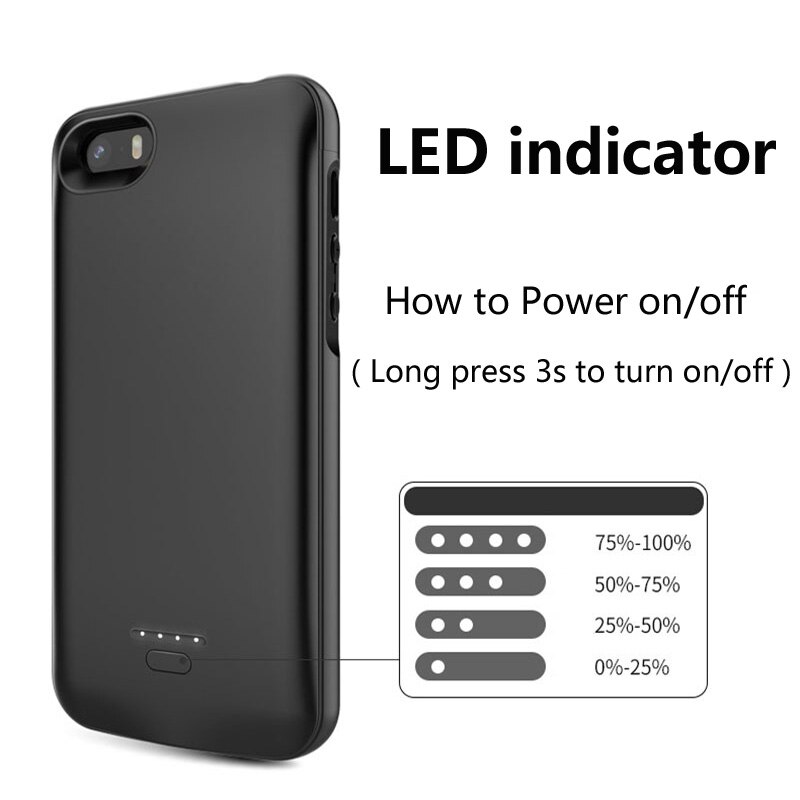 Batterij Oplader Voor Iphone 5 5 S Se Xs Max Mobiele Telefoon Backup Power Bank Opladen Case Voor Iphone xs Max 5 Se Batterij Cover