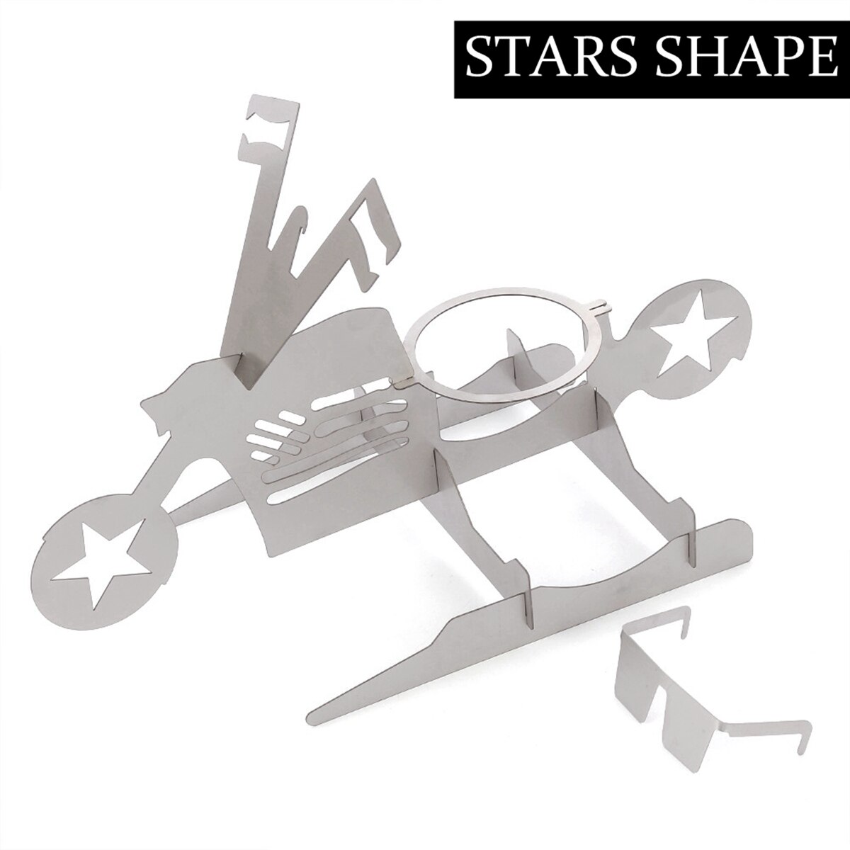 Rvs Roster Kip Stand Met Bier Kan Houder Motorfiets Grill Bbq Rek Vorm Koffiebrander Rack Stand: Stars