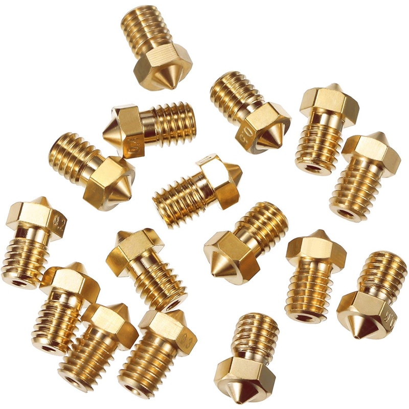 10pcs 3D Printer Accessories V5 V6 M6 threaded Nozzle 0.2 0.25 0.3 0.4 0.5 0.6 0.8 1.0mm for 1.75mm filamnet Full Metal E3D