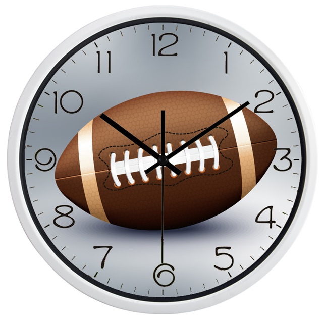 Horloge murale de Rugby pour salon, horloge de Sport pour garçon, balayage Vintage, maison Simple, numéro, offre spéciale: B411W / 10 pouce