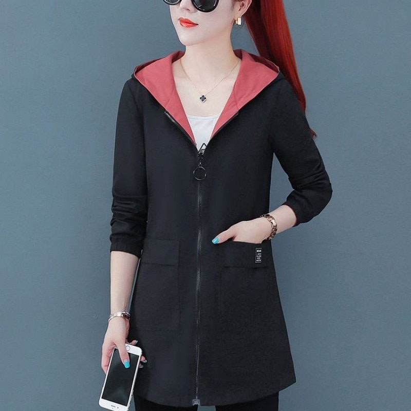 2022 Spring Autumn Women Jacket Streetwear Hooded Coat Zippers Jackets Windbreakers Female Causal Outerwear 4XL