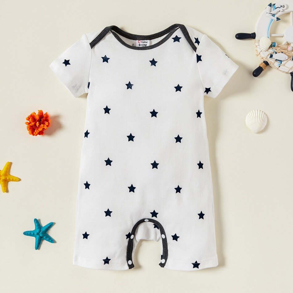 Patpat zomer 4-- pack babyjongensstrepen en sterren bodysuits set babykleding