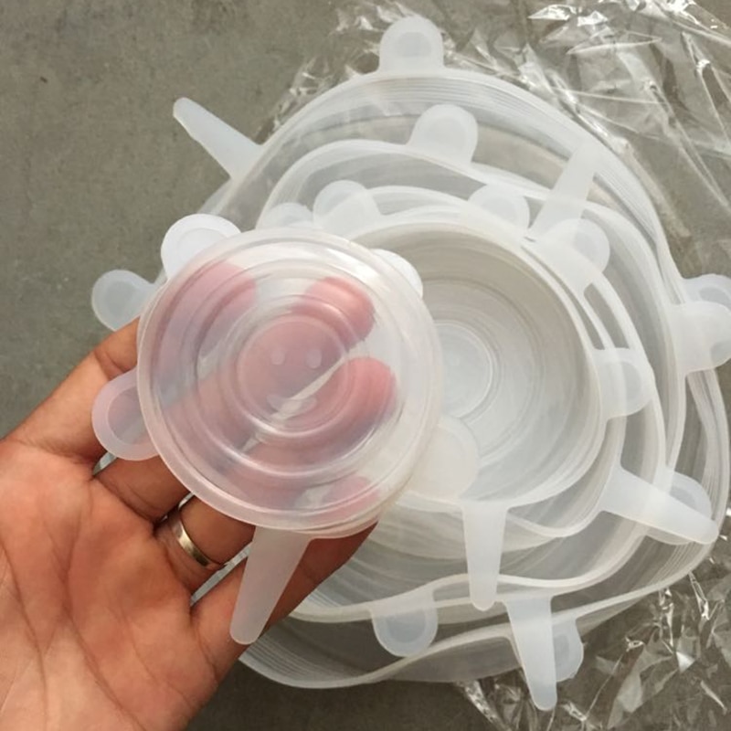 6 stuks herbruikbare siliconen rekdeksels universele deksel siliconen voedselfolie kom pot deksel siliconen deksel pan koken keuken stoppers