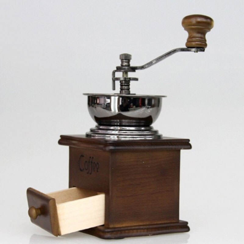 Klassieke houten handmatige koffiemolen hand roestvrij staal retro koffie kruiden mini braammolen met hoge keramische molensteen