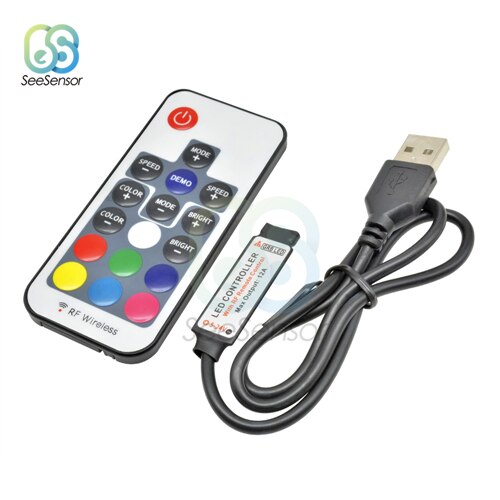 Dc 5v 12v volt rgb usb ir rf fjärrkontroll usb led strip light 3 17 24 key remote wireless för sdm 3528 led strips: 17- tangent 5v