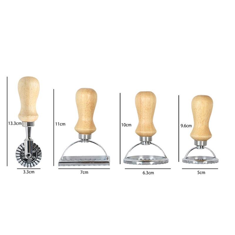 Ravioli stempel klassisk ravioli skærer maker træhåndtag pasta form skæreværktøj ravioli stempel dej udskærer kage udskærer