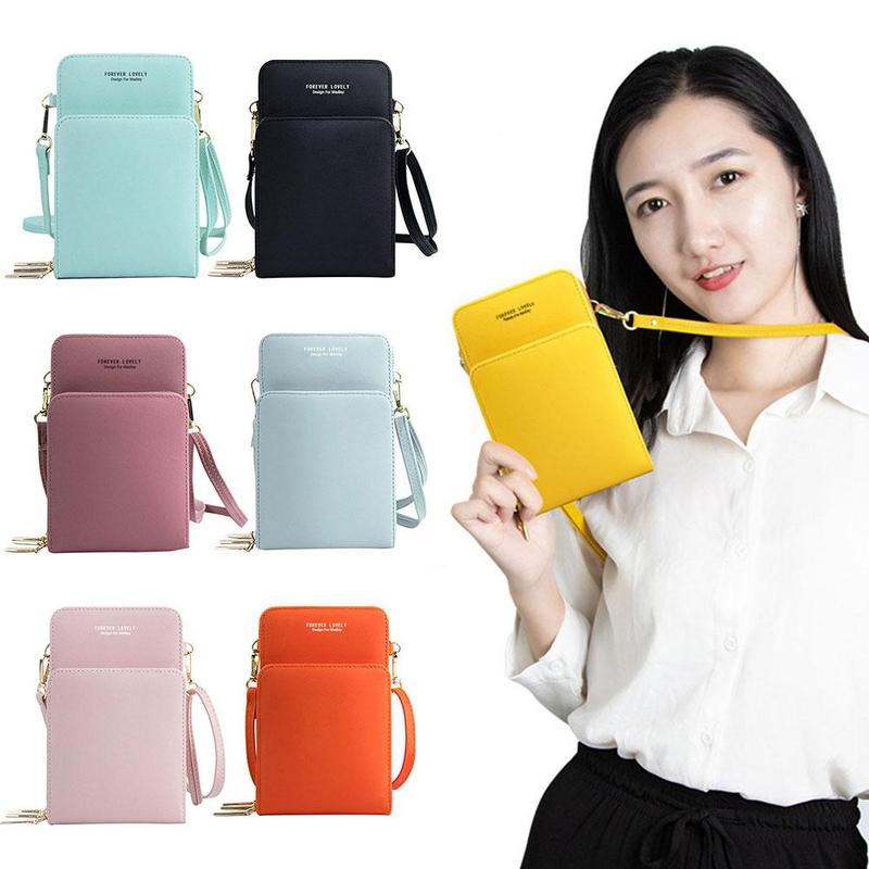 solid color multifunctional ladies shoulder wallet V6K5