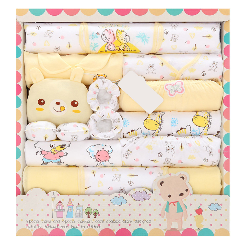 Leuke 18 Pcs Lente Pasgeboren Baby Comfortabele Mooie Kleding Set Katoenen Baby Ondergoed Kind Baby Cadeau Set Benodigdheden: yellow