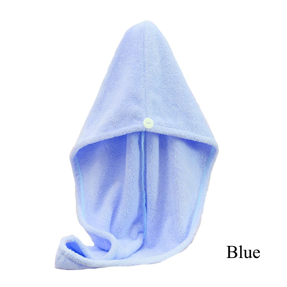 Microfiber Hair Towel Wrap for Women Girls, Quick Dry Towel for Long Curly Hair, Hair Drying Soft Towels with Button 8 Colors: Blue / 2pcs
