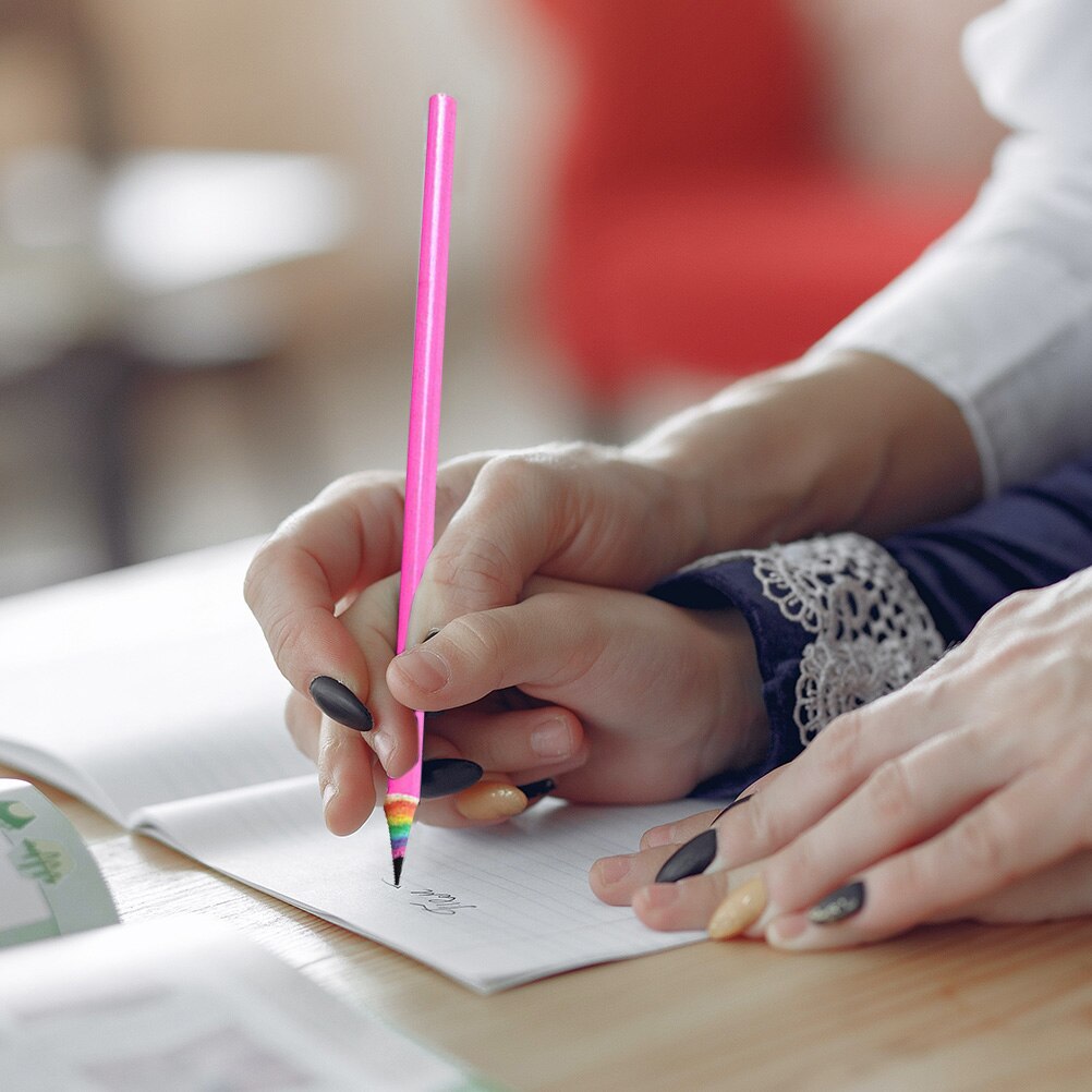 12pcs Rainbow Paper Pencils Pre-sharpened School Rainbow Paper Pencils for Kids