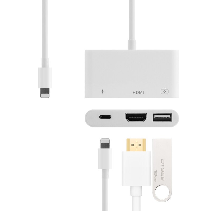 Ajiuyu Usb Lightning Otg Hub Voor Ipad Air 2 3 Pro Mini 4 5 10.2 9.7 10.5 Tablet Hdmi Adapter converter Aansluiten Toetsenbord Muis