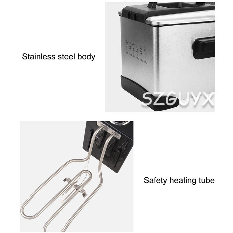 Electric Oil Deep Fryer Stainless steel Commercial Fried Chips Frying Pot Oven Pan French Fries Grill Machine 220V