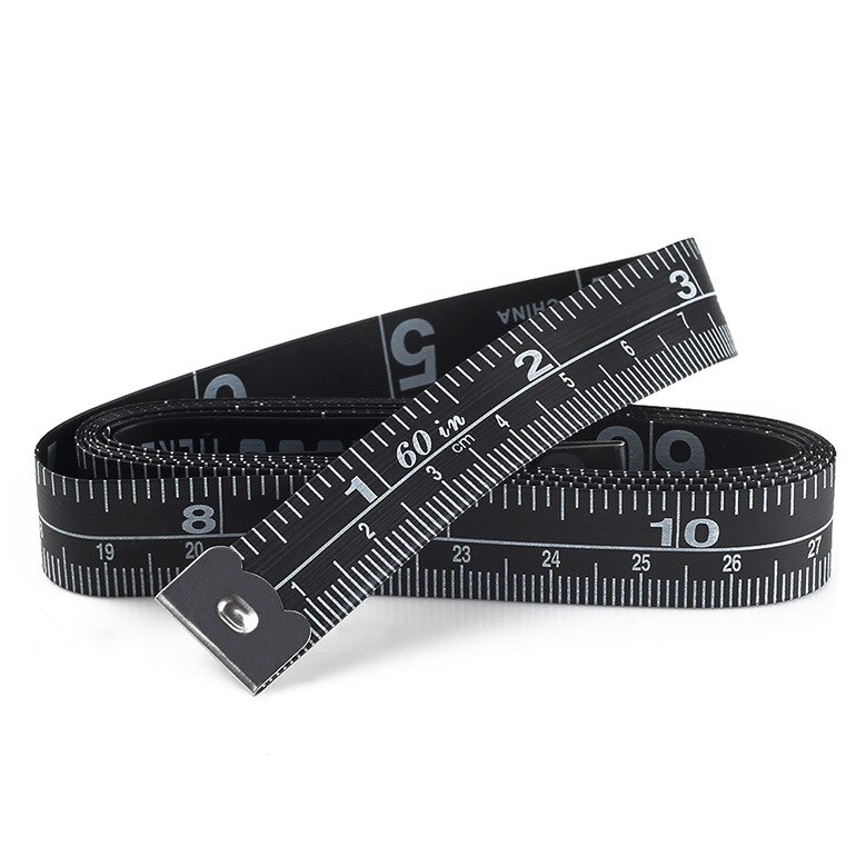 16mm Wide 1.5m/60 Inch Soft Leather Ruler PVC Plastic Soft Ruler Measuring Three Circumferences Tailoring Ruler: black