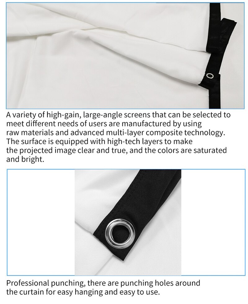 Bærbare projeksjonsskjermer sammenleggbar projektor lerret 16:9 hd utendørs hjemmekino 3d film polyester fiber lerreter