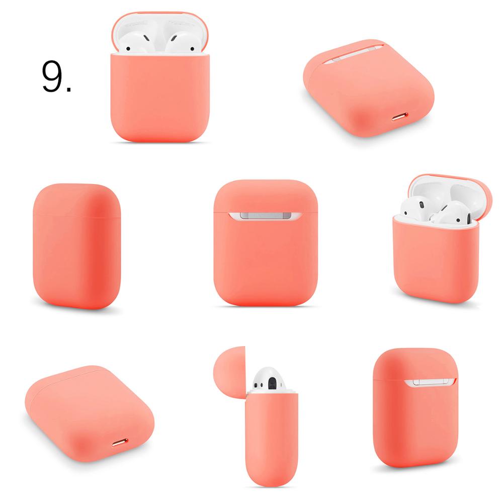 Slim Silicone Oortelefoon Case Voor Apple Airpods Case Cover Voor AirPods Draadloze Opladen Box Ultra Dunne Voor AirPods Protector Case: 9.Nectraine