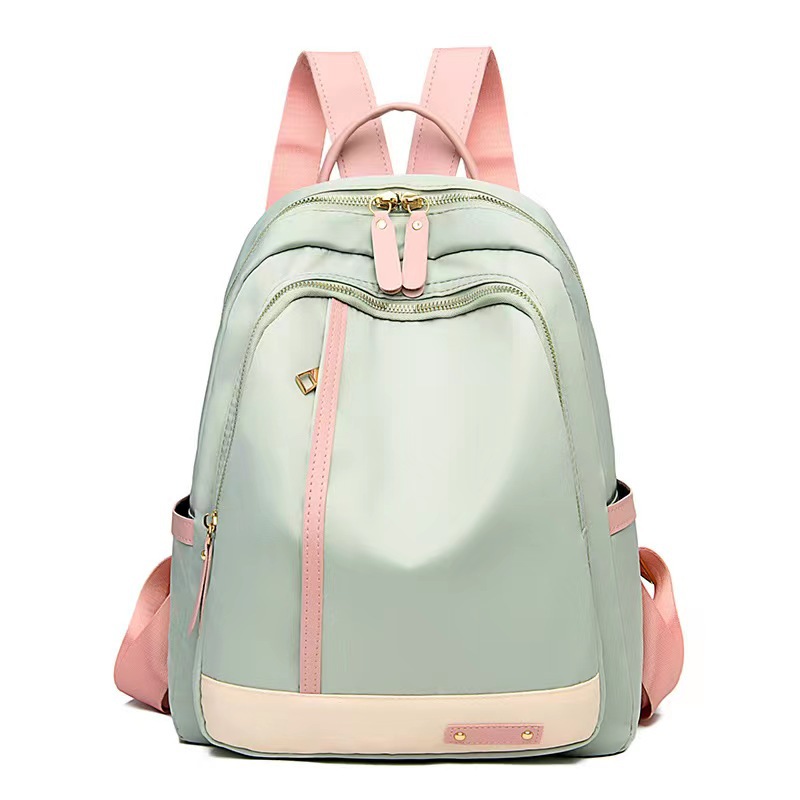 Mochila de tecido Oxford para mulheres: grande capacidade, design versátil, estilo universitário, à prova d'água, bolsa de viagem leve: Verde claro